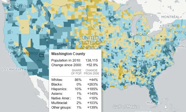 data journalism example:mapping the 2010 US Census