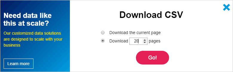 extract data from multiple pages into CSV