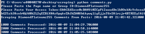 running python script to scrape comments