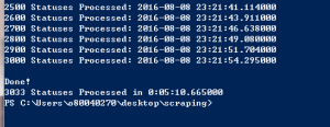 scraping facebook page posts python script running